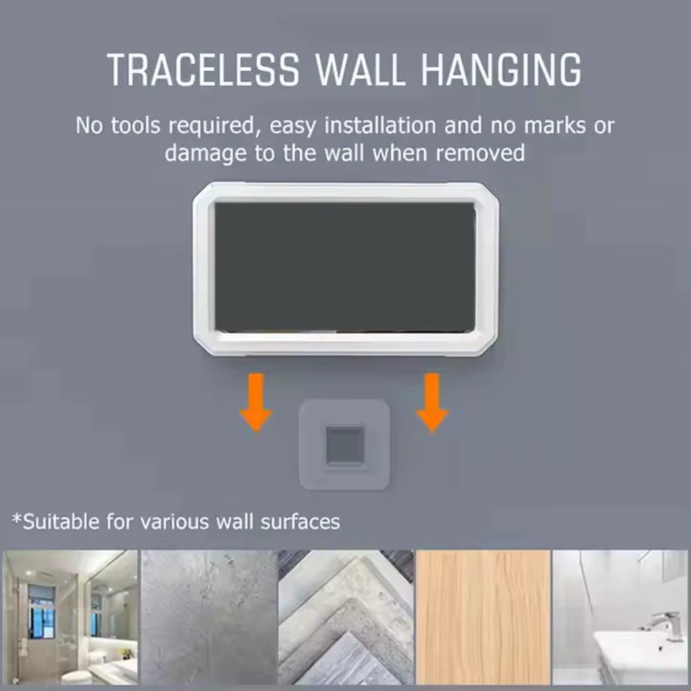 1Pc Waterproof Wall Mounted Phone Case No-Trace Hanging Phone Box Bathroom Sealed Holder Wall Hanging Mobile Phone Storage